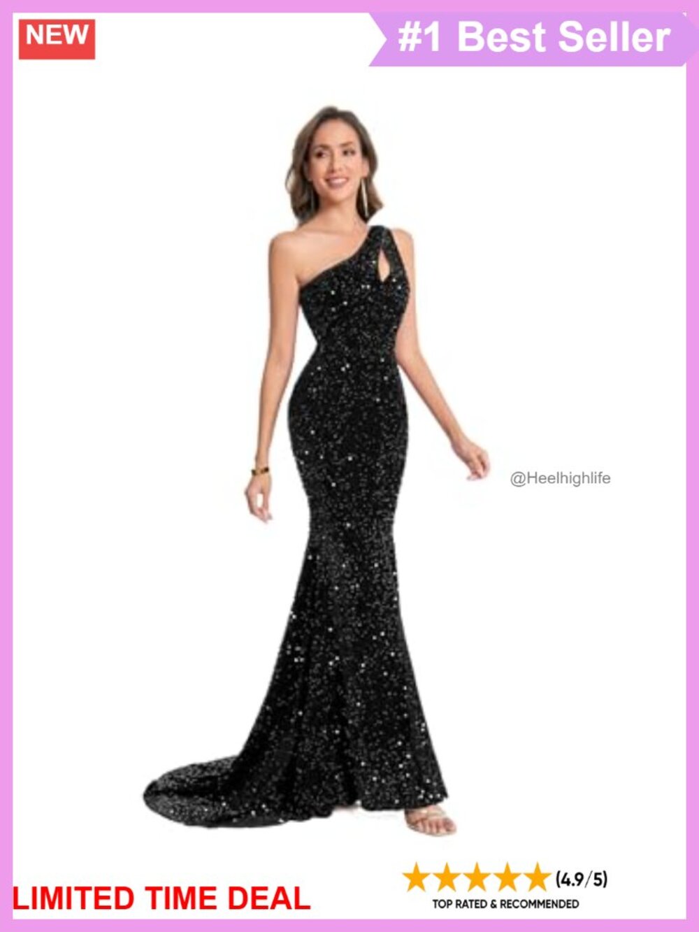 Sequins Velvet One Shoulder Mermaid Prom Evening Gown
